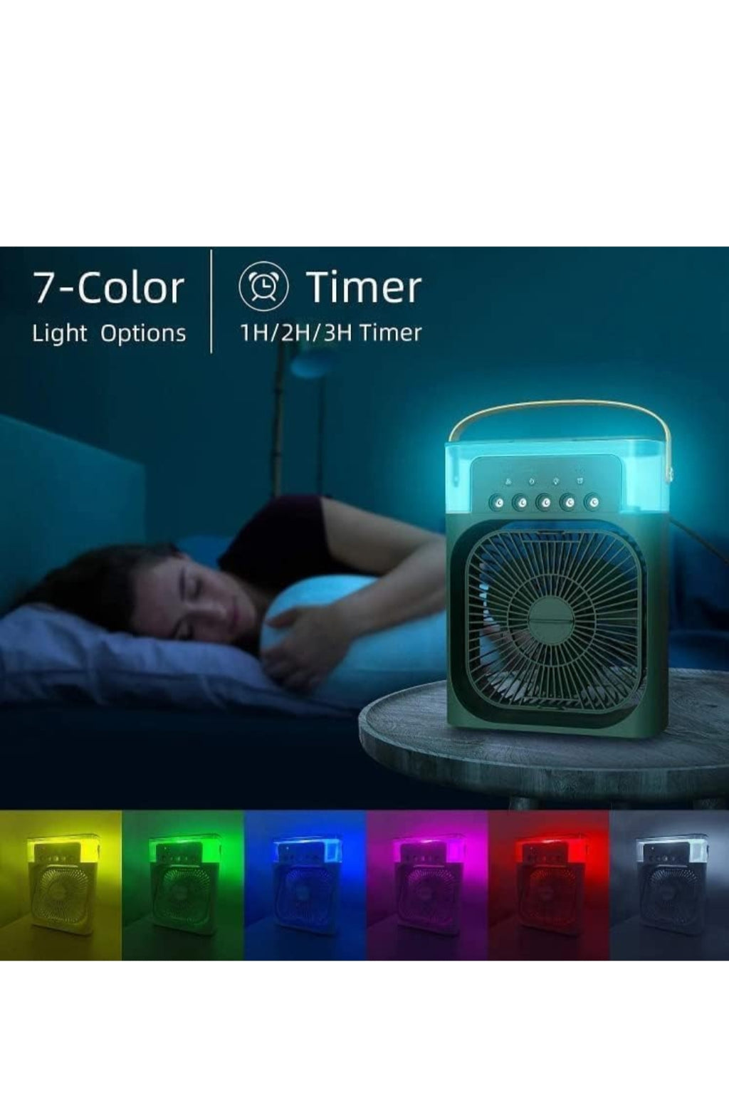 Small AC Quiet Personal Air Cooler,USB Vault Powered Saver Mini Desktop Cooling Misting Fan, 1 | 2 | 3 Timer 3 Smart Speeds,360