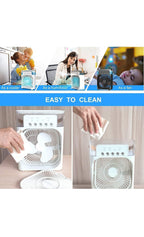 Small AC Quiet Personal Air Cooler,USB Vault Powered Saver Mini Desktop Cooling Misting Fan, 1 | 2 | 3 Timer 3 Smart Speeds,360