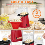 Hot Air Popper, Electric Popcorn Maker (1 year warranty)